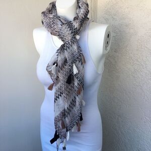 37”x72” Chevron Design Beige and Browns Scarf